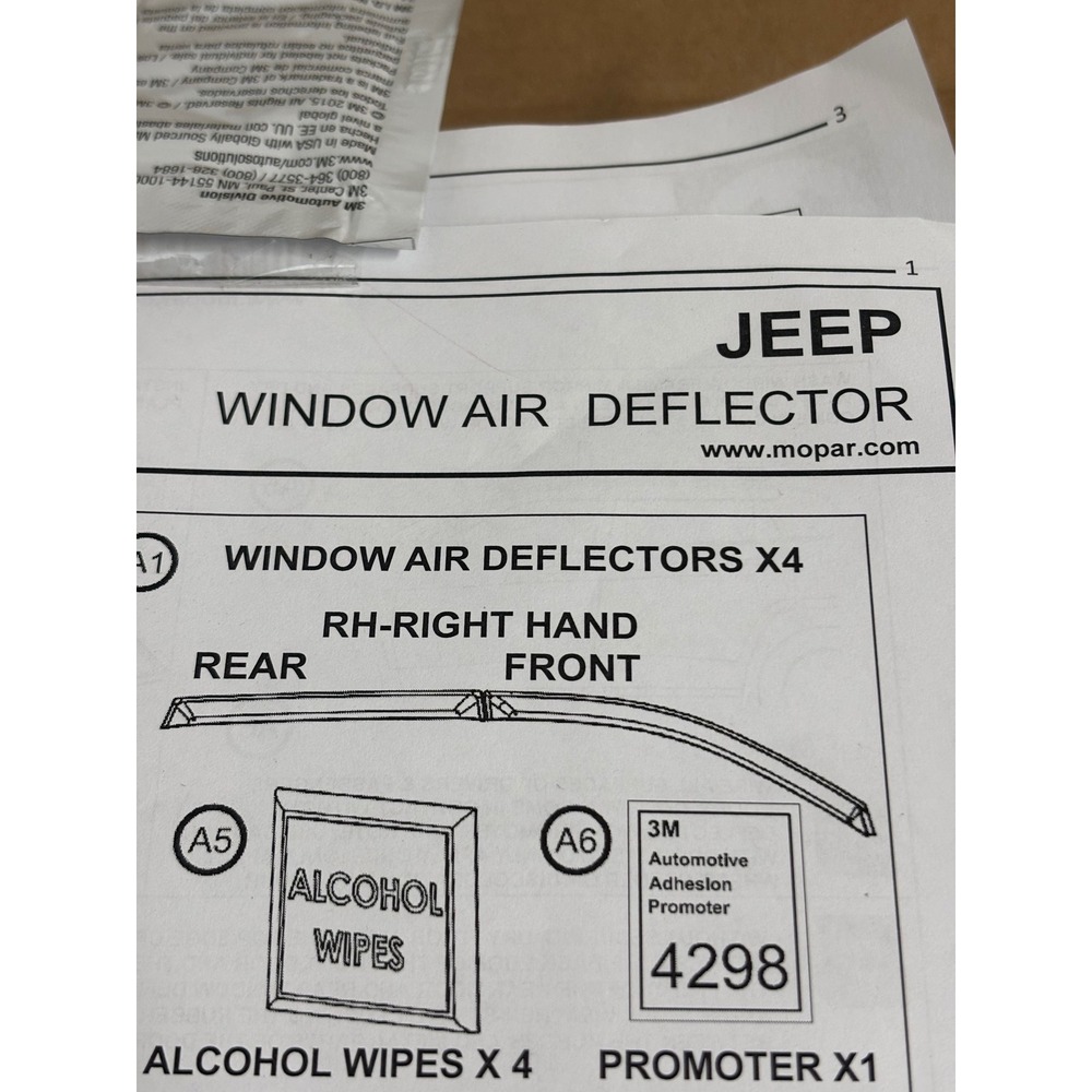 Mopar Jeep Compass Window Air Deflector Set Right Hand Front‎ Rear New